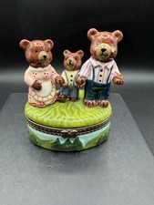 Three Bears Limoges Style Porcelain Trinket B...