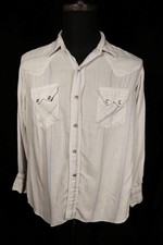 Vintage 1960's Steel Blue  White Western Shirt Size Large Very Good Condition