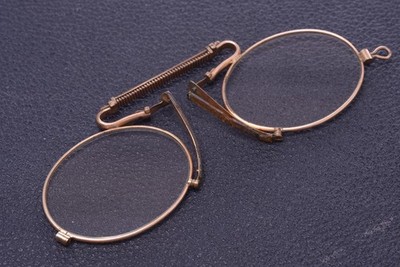   ANTIQUE PINCH, PINCE NEZ READING NOSE GLASSES COPPER +/- +3 DIOPTER  5698