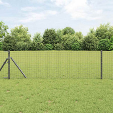 Fence Posts 52pc Powder-Coated Galvanized Steel Heavy-Duty XL Grey 3.2x3.2x120cm