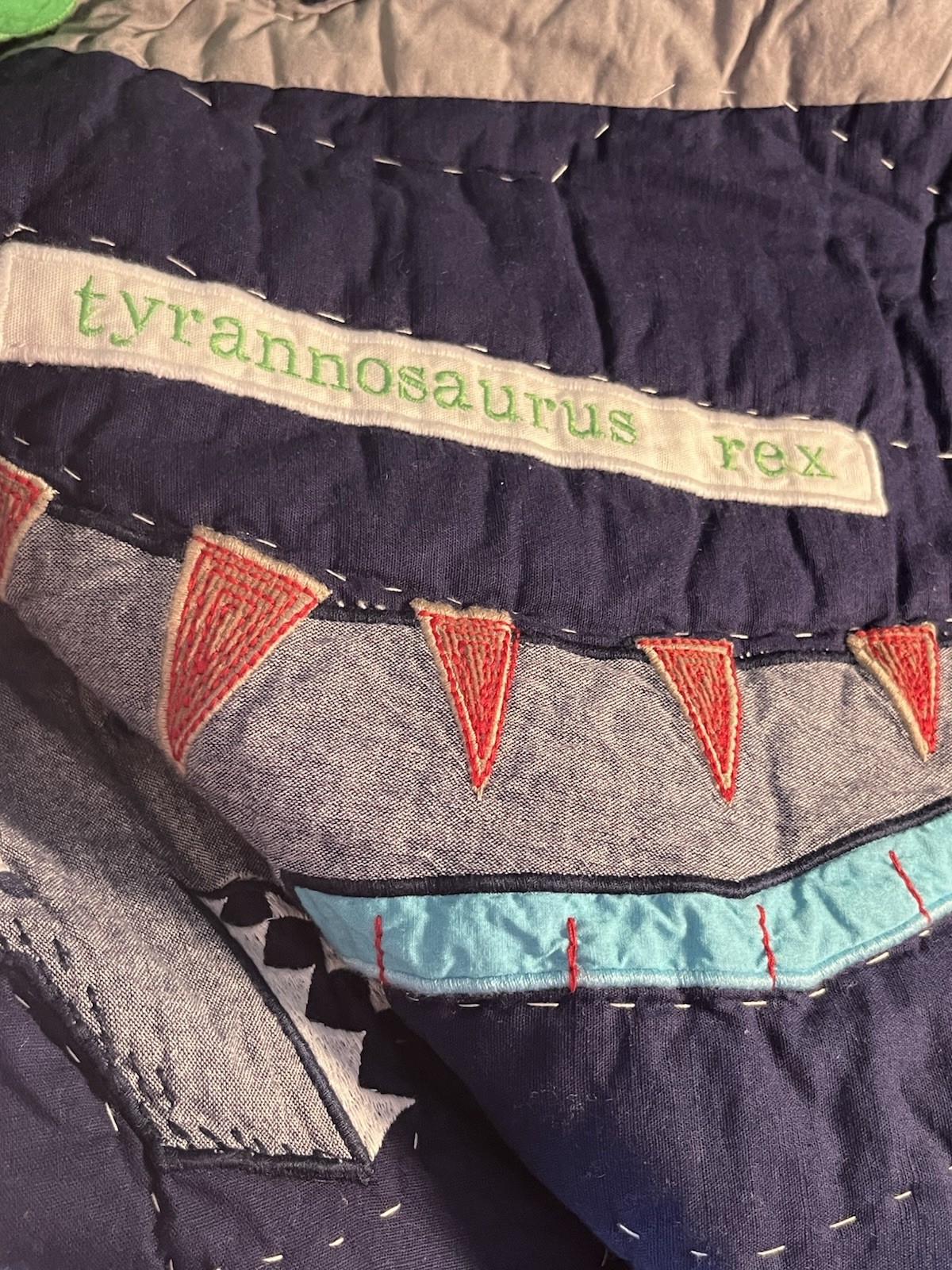 Pottery Barn Kids Warren Dinosaur TWIN Quilt 86” x 68” Boys Blue New Other NICE!