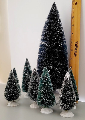 Lot #2 Village Christmas Trees One large Lemax -7 Unknown Brand  