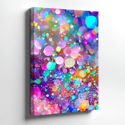 Wall Art Colorful Abstract Bokeh Circles Canvas Print Modern Vibrant Home Decor