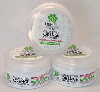 3 PACK Hempz Petz Dog Paw Balm Creamy Citrus Orange & Red Raspberry 2 oz. Each