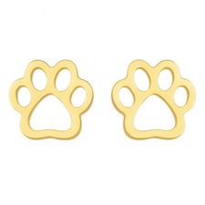 Gold Paw Print Earrings Pet Animal Stud Earrings Jewelry Gift Stainless Steel