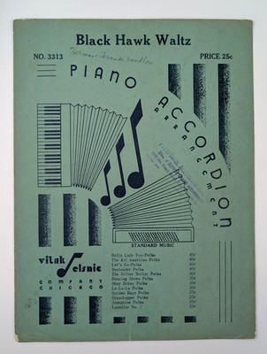 Black Hawk Waltz Piano Accordion Elsnic 1937 Sheet Music