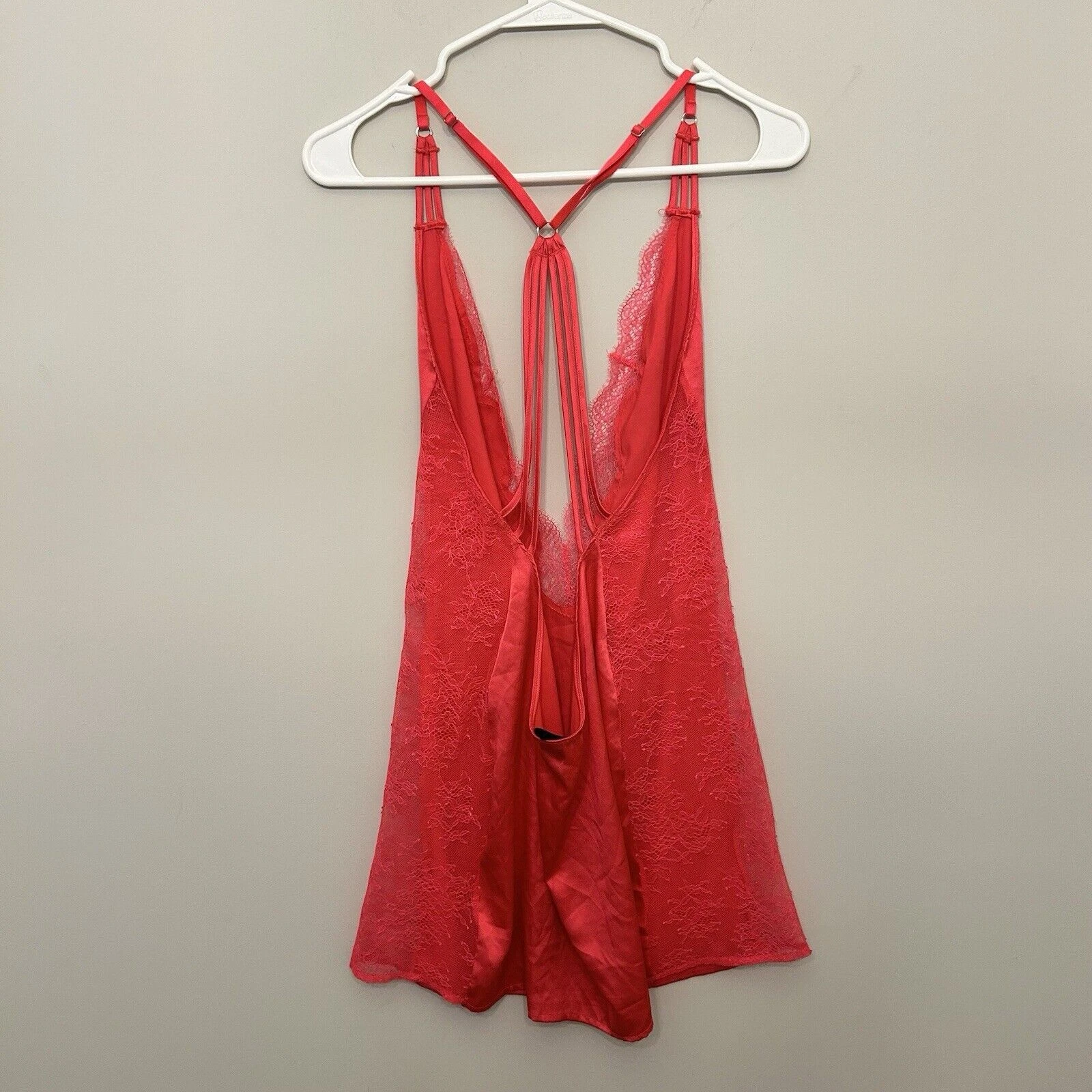 UNDERCOVER Victoria's Secret Chemise donna grande corallo rosa pizzo sexy angelo con spalline