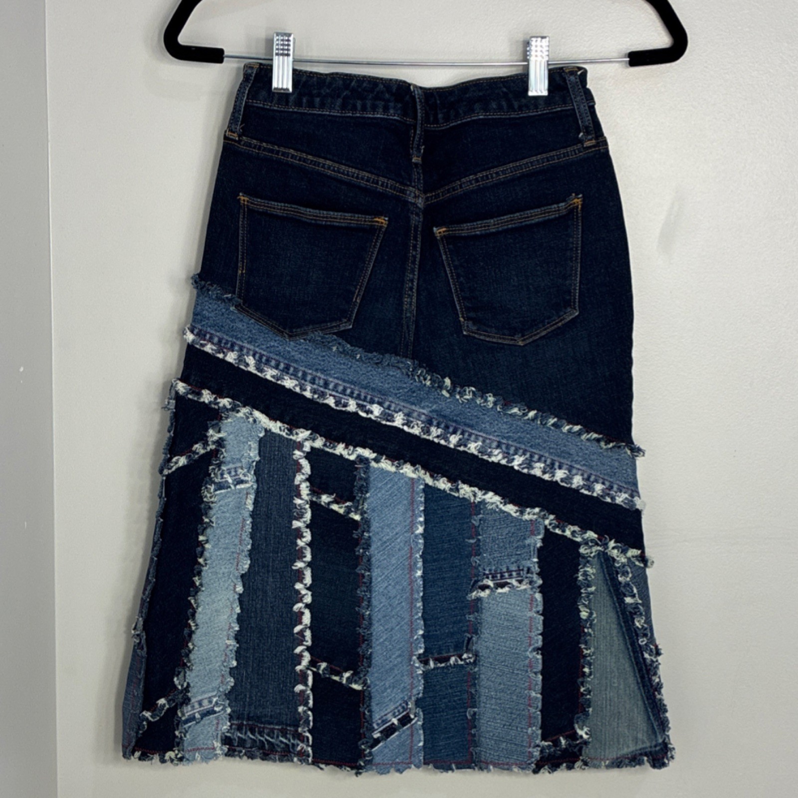 Universal Thread - Patchwork Denim Skirt, Raw Hem… - image 2