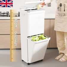 Kitchen Rubbish Waste Bin Recycling Dual Multi Compartment Pedal Dustbins Wheels