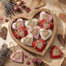 24 Pcs Valentine's Day Ornaments Felt Hearts Red White Pink  Home Decor