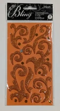 RARE Jolee's Orange Glitter Puffy Flourishes & Gems Bling Scrapbooking Stickers