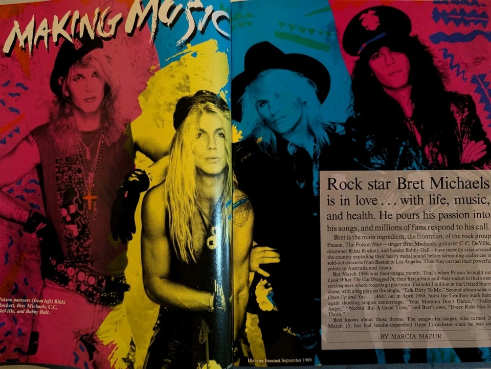 Poison Bret Michaels on the cover of Diabetes Forecast Magazine. September 1989 - Image 4 of 4