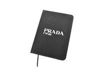 Prada FW26 Black Lined Notebook Journal Ribbon Bookmark Made In Italy Elastic