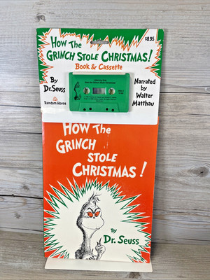 Dr. Seuss How the Grinch Stole Christmas Cassette Book Set 1988 Walter Matthau