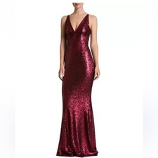 Dress the Population Harper Mermaid Gown maxi dress Size S red sequin Lined