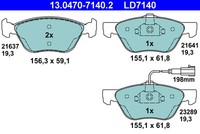 ATE 13.0470-7140.2 Bremsbelagsatz, Scheibenbremse FüR Alfa Romeo, Fiat, Lancia