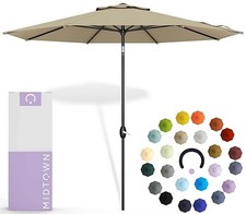 - 10-Year-No-Fade 9 Ft Patio Umbrella with 9 Foot Terylast Fabric - Chestnut