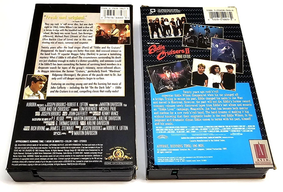 Eddie And The Cruisers VHS 1998 & Eddie And The Cruisers II Eddie Lives VHS 1990 - Image 2 of 4