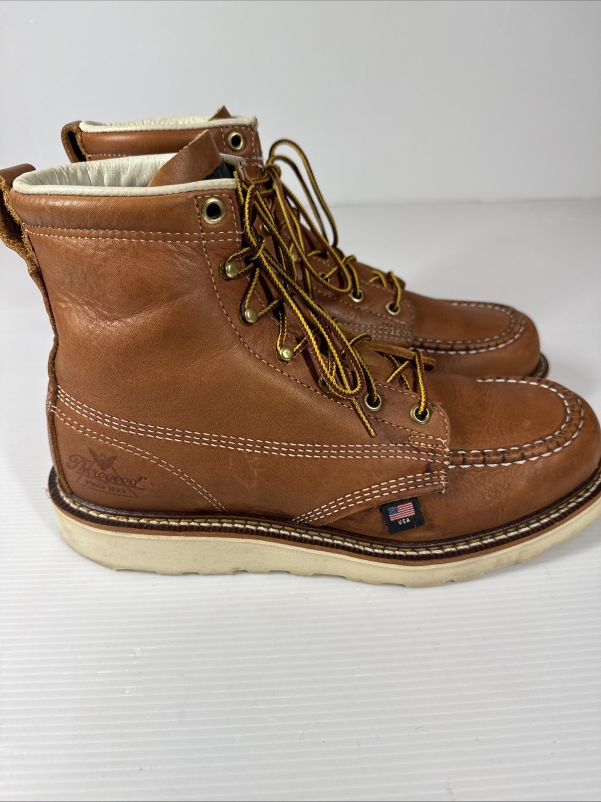 Thorogood 814-4200 Men's 6" Leather Moc Toe Work Boots Brown Size 8.5D