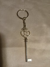 Heart Skeleton Key Keychain Silver Key Ring Heart Key Keychain