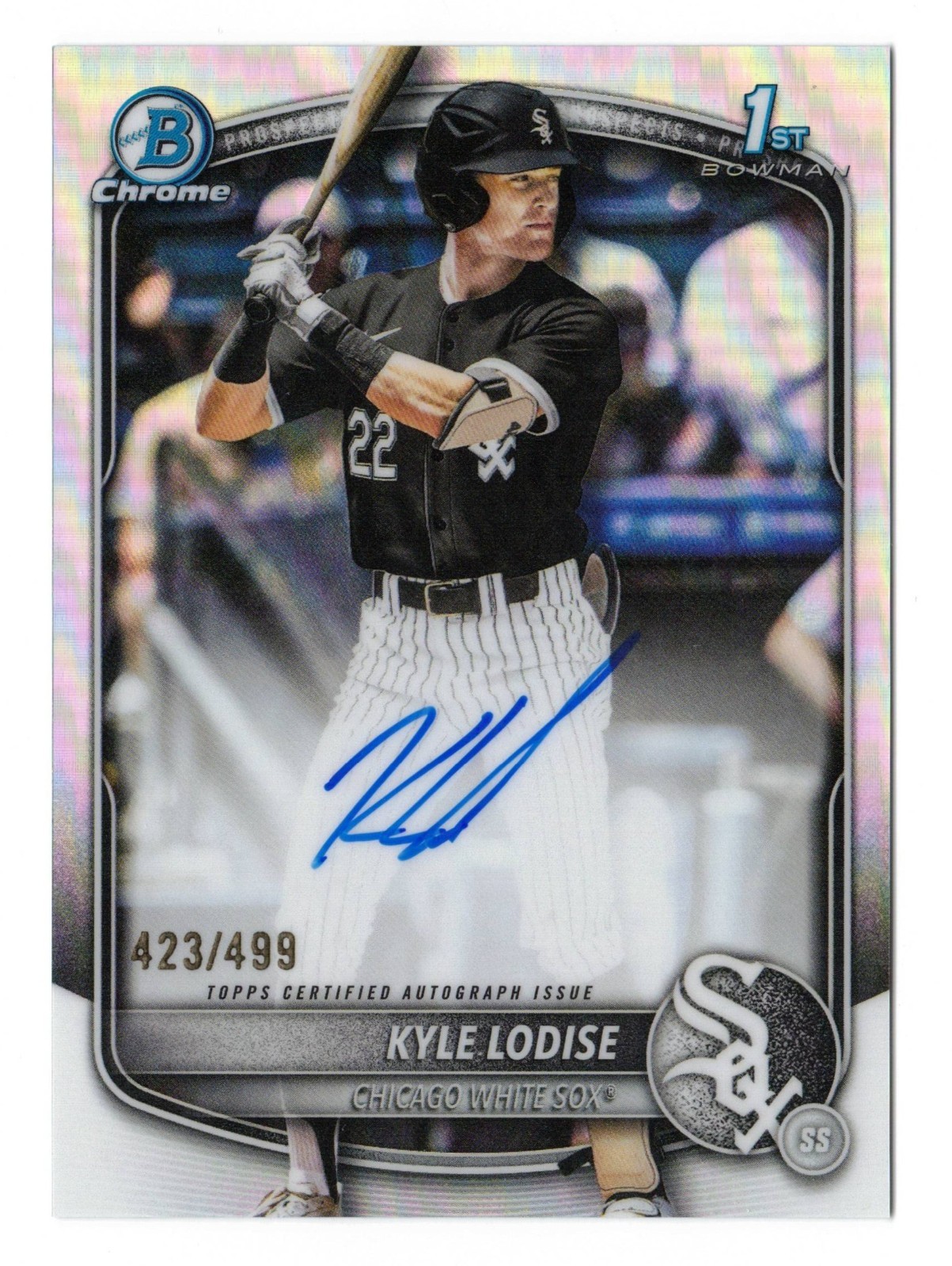 2025 Bowman Draft Chrome Kyle Lodise 1st Bowman Refractor Auto /499 White Sox