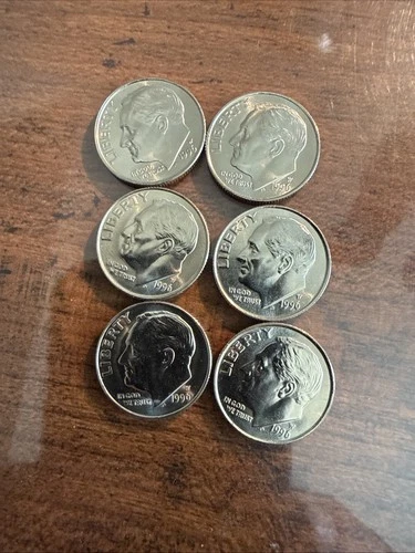 (6) Coins 1996 W Roosevelt Dime 10c WEST POINT Issue BU  Brilliant Uncirculated