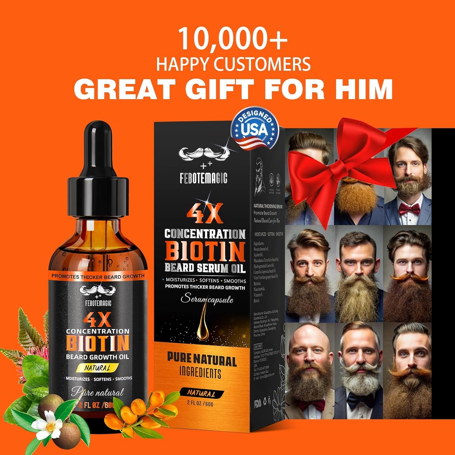 Biotin Beard Oil for Men – Natural Scent Serum with Castor & Grape... 