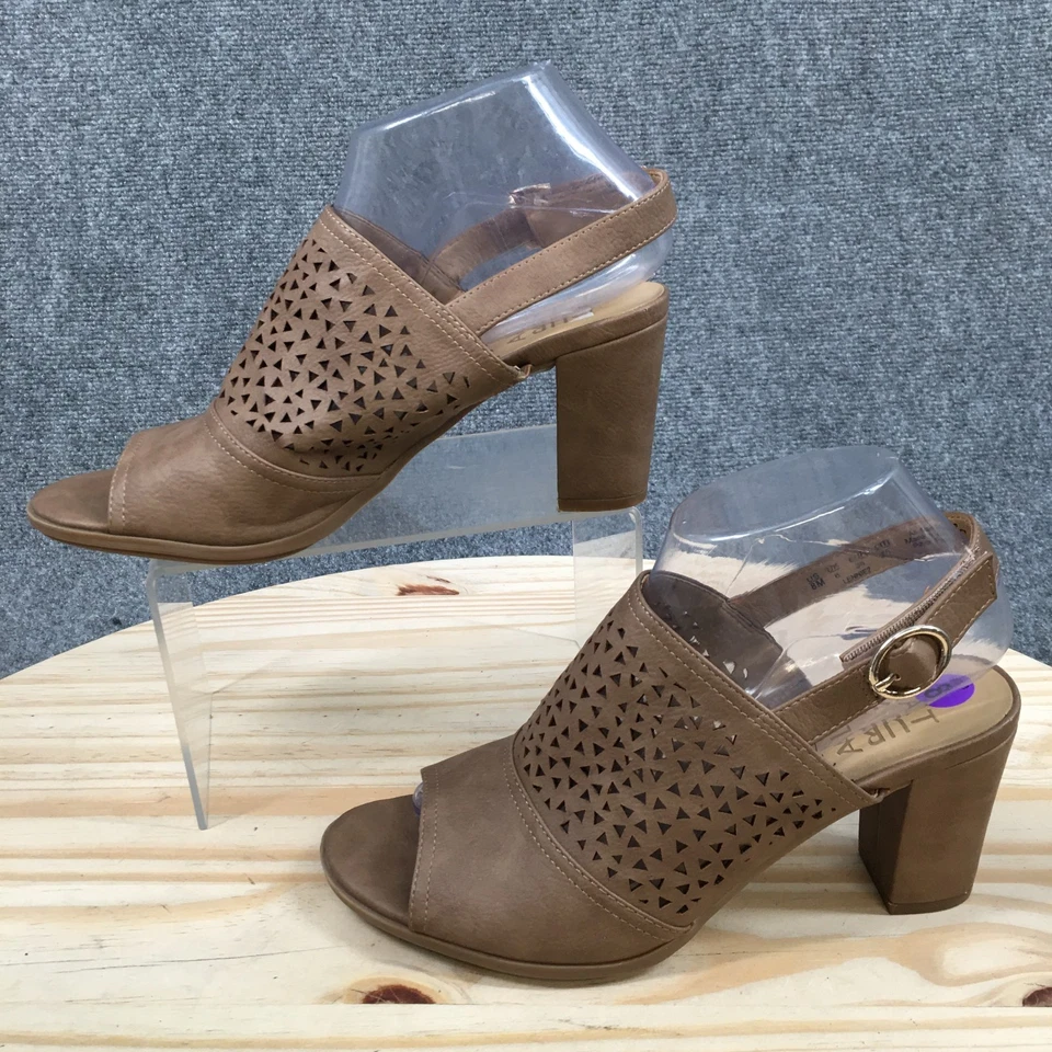 Naturalizer Sandals Womens 8 M Lennie 2 Block Heels Open Toe Slingback Brown - Image 2 of 4