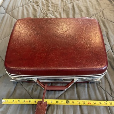 Vintage Samsonite Profile II Maroon Hard Shell Travel Suitcase 21x14x7 w/  