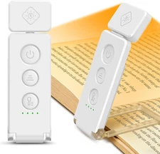 12 LED Rechargeable Book Light, Clip-On Reading Light with 5 Colors & 5 Brightne