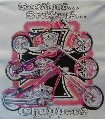 VTG. DECISION CHOPPER MOTORCYCLE BIKER BLACK SHIRT SIZE S-XL