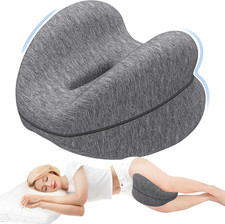 Knee Pillow for Side Sleepers, Memory Foam Leg Pillow with Washable Cover, Knee
