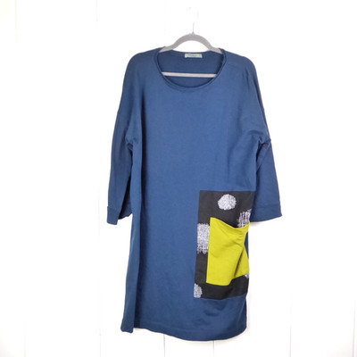 Chalet Et Cici Dress Women SZ L T Shirt 3/4 Sleeve Art to Wear Boho Contemporary
