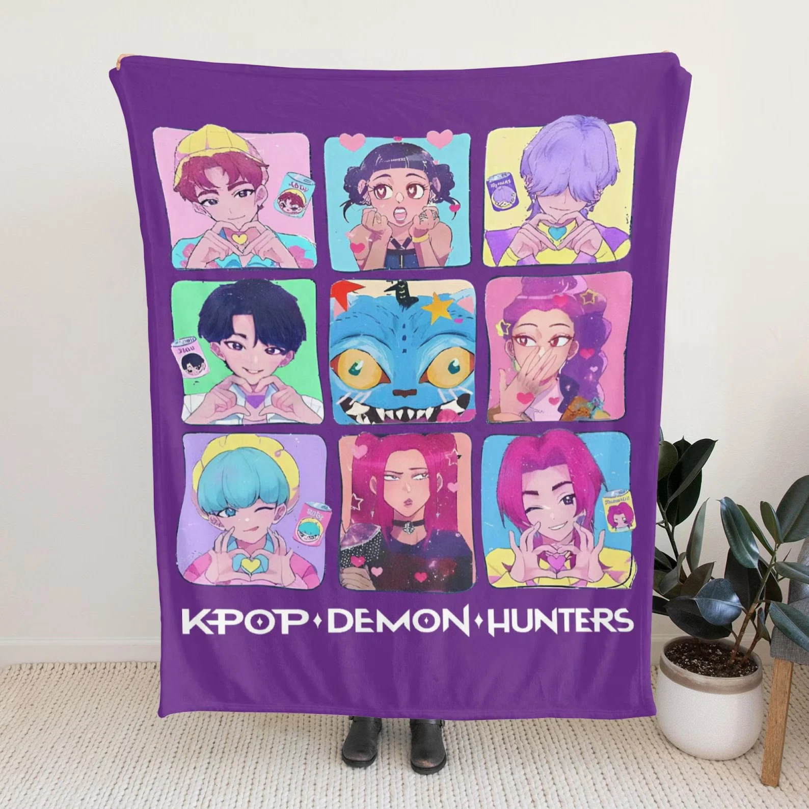 Kpop Demon Hunter Blanket, K-pop Huntrix Fleece Blanket