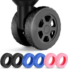 8 Pack Luggage Wheel Covers,Silicone Suitcase Wheel Protectors,(BLACK)