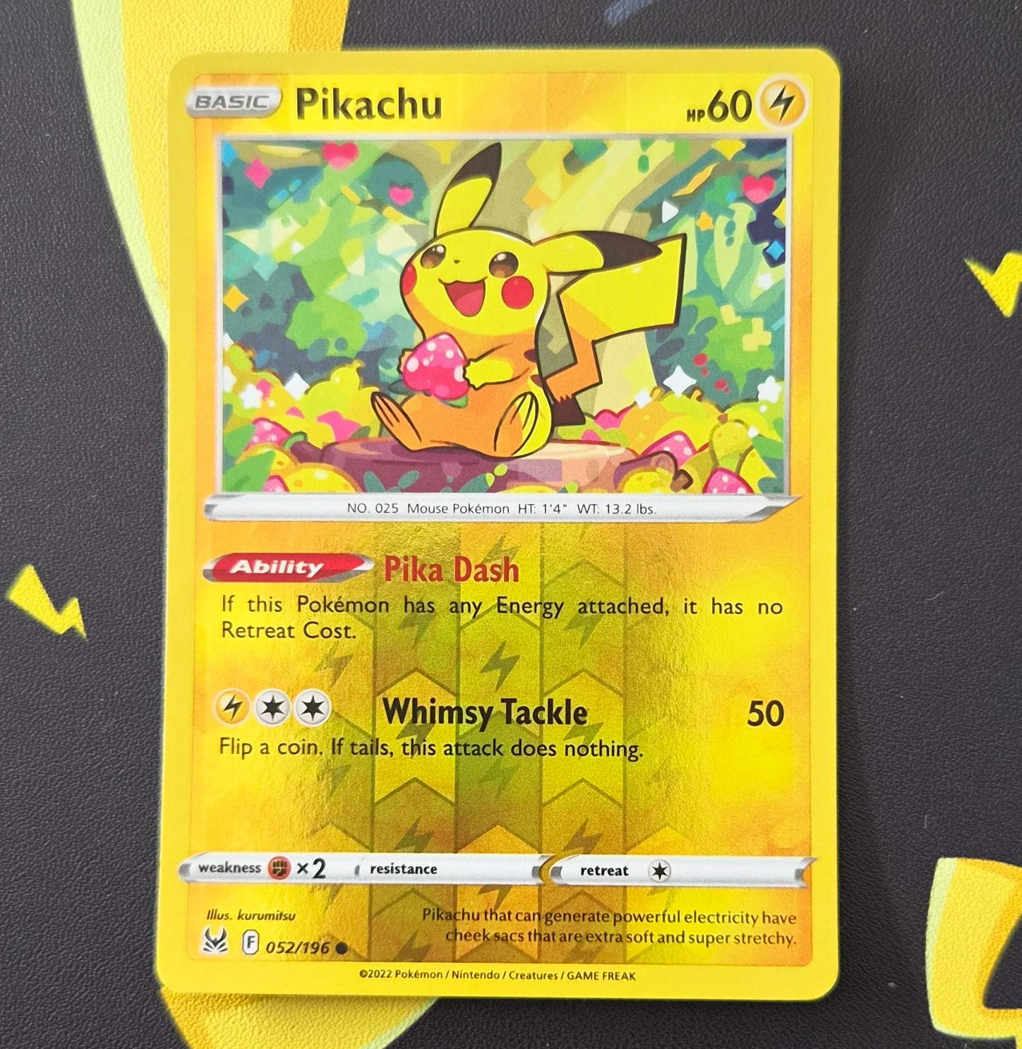 Pokémon TCG Pikachu 052/196 Lost Origin Reverse Holo English 2022