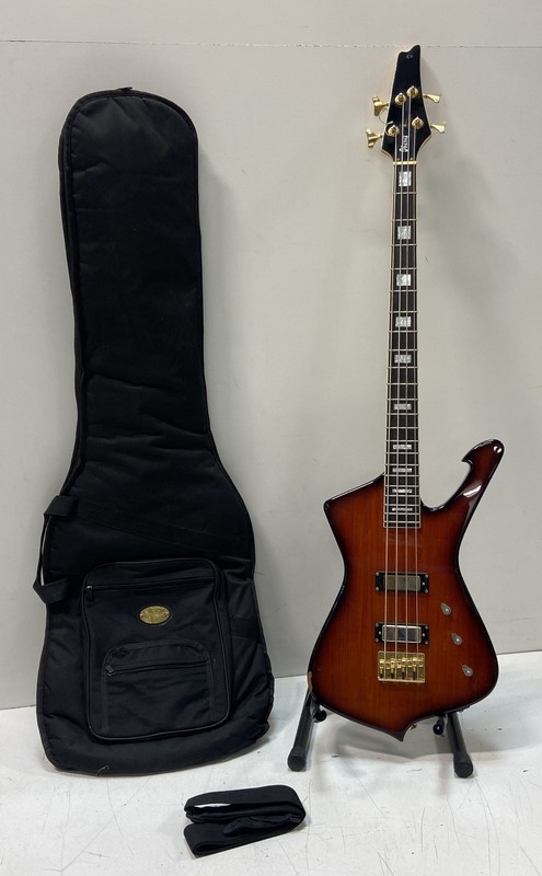 Ibanez Iceman 4-String Electric Bass Guitar Sunburst Gold Hardware w/ Gig Bag