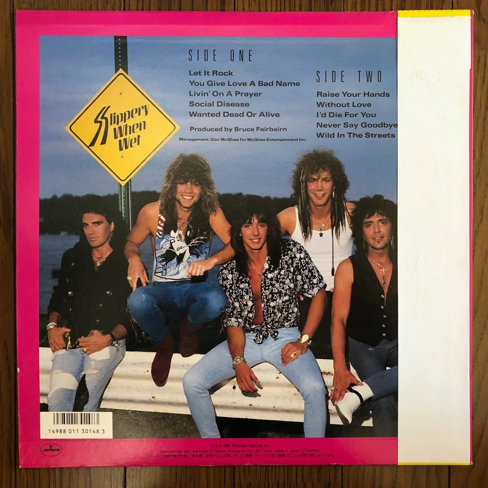 Bon Jovi – Slippery When Wet ,  Mercury 28PP1025 Vinyl LP  w/OBI Card Foto 3 de 4