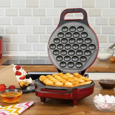 700W Antihaft Bubble Waffeleisen Pfanne Ei Kuchen 180° Drehsystem Metallic ROT