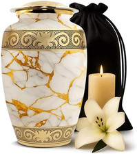 Elegant Metallic Gold Cremation Urn for Adults - Secure Large Ashes Holder
