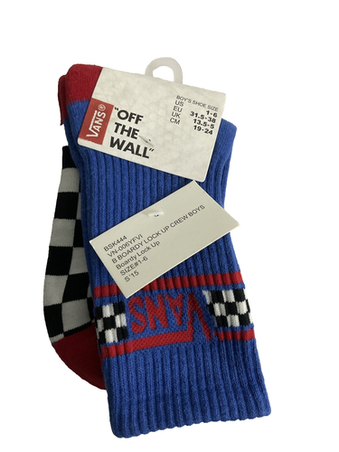 Vans "off the wall" Boys Boardy Lock Up Crew Socks 1-Pair Size 1-6 - Picture 2 of 12