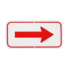 1-Pack 12" x 6" Red Aluminum Reflective One-way Arrow Sign White/Red 