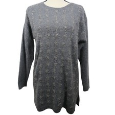 Vintage Sweater Womens Lambswool Angora Holiday Christmas Snowflake Tunic Size S