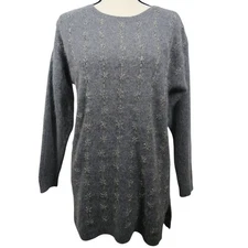 Vintage Sweater Womens Lambswool Angora Holiday Christmas Snowflake Tunic Size S