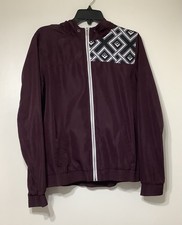 Empyre Women's L Dark Plumish Full Zip Lightweight Hooded Windbreaker Jacket