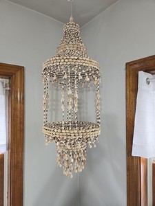 Cowrie Sea Shell Hanging Macrame Type Vintage Plant Holder 28" Chandelier 