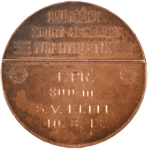 1913 German Sporting Medal White Metal Running Medal, Engraved - Picture 2 of 2