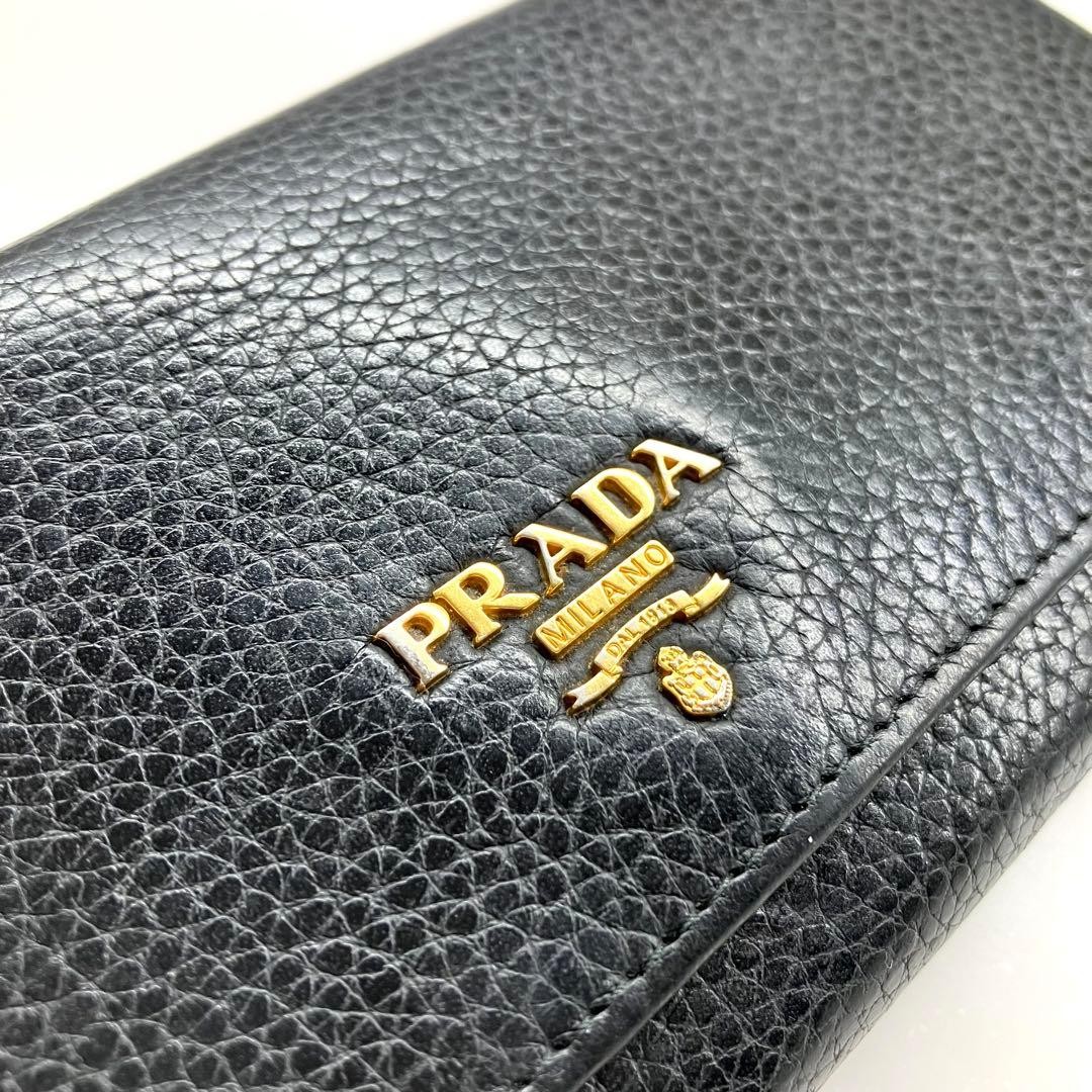 PRADA Saffiano Leather Long Bifold Wallet Purse Black Nero 7.3x3.5" Authentic thumbnail 9