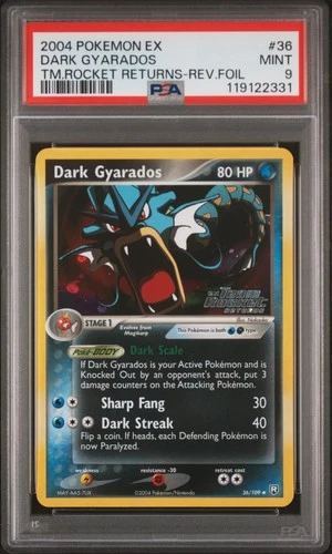 2004 POKEMON EX TEAM ROCKET RETURNS #36 DARK GYARADOS-REVERSE FOIL PSA 9