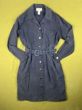 Talbots Blue 100% Silk Dress Belted Petite 6P UK 10 Petite Long Sleeve Silk 10